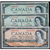 Image 1 : 1954 $1 BC-29a, BC-29b devil's face, 1954 $50 BC-42b Modified, Lot of 3 notes Fine to VF+.