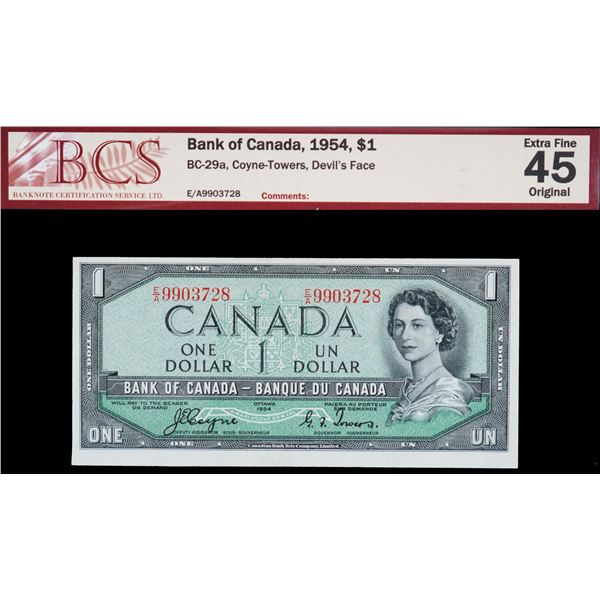1954 $1 BC-29a #E/A9903728 BCS Choice Extra Fine-45