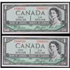 Image 1 : 1954 $1 BC-29b #M/A5000351-0352.  Lot of 2 consecutive Devil's Face notes.  Choice Unc to Gem Unc.