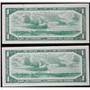 Image 2 : 1954 $1 BC-29b #S/A9402838-2839.  Lot of 2 consecutive Devil's Face notes in EF condition.