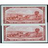 Image 2 : 1954 $2 BC-30b #F/B5963391-3392.  Lot of 2 consecutive Devil's Face notes in AU condition.