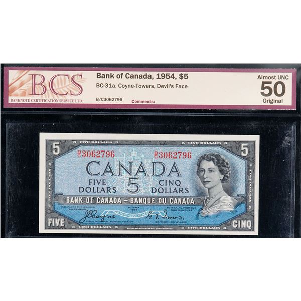 1954 45 BC-31a #B/C3062796 BCS About Uncirculated-50, Devil's face
