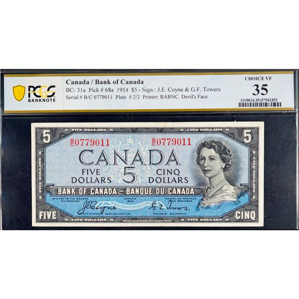 1954 $5 BC-31a, $50 BC-34a. Both notes  PCGS Choice Very Fine-35 devil's face