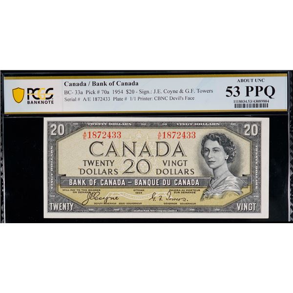 1954 $20 BC-33a #AE1872433-35, all PCGS Choice Extra Fine-45 to Choice About Uncirculated-55PPQ.  Lo