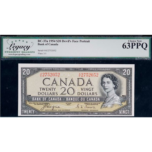 1954 $20 BC-33a #AE2752053, Legacy Choice Uncirculated-63PPQ. Devil's face