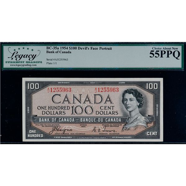 1954 $100 BC-35a #A/J1255963 Legacy Choice About Uncirculated-55PPQ.  Devil's Face.
