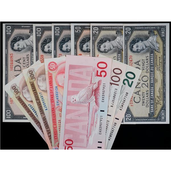 1954-1991 Banknote Lot; includes 1954 $20 (2), $50, $100 (3), 1975 $50, 1975 $100 (2), 1991 $20, 198