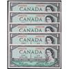 Image 1 : 1954 $1 BC-37a #A/N8902796-2800.  5 Consecutive notes in Gem Uncirculated or better.
