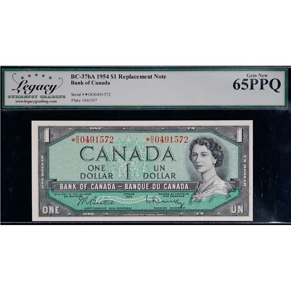 1954 $1 BC-37bA #*DO0491572, Legacy Gem Gem Uncirculated-65PPQ.