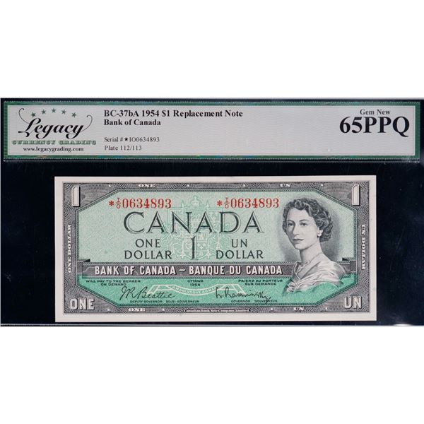 1954 $1 BC-37bA #*IO0634893, Legacy Gem Gem Uncirculated-65PPQ.