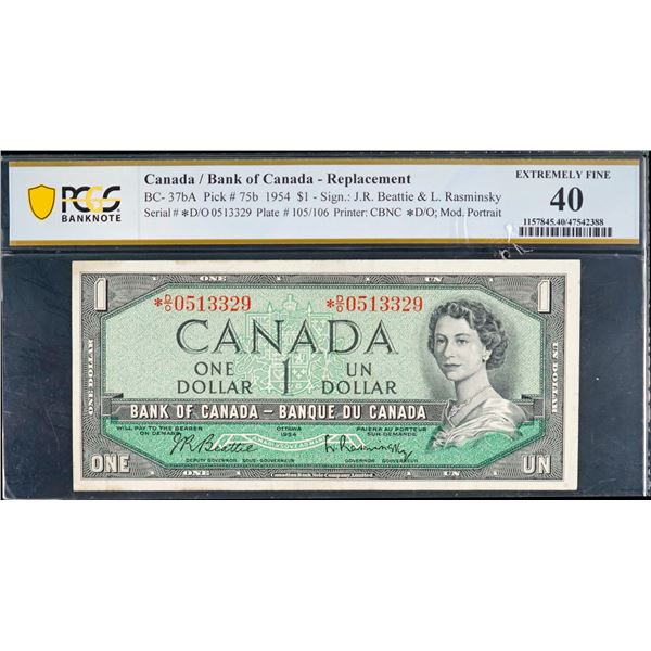 1954 $1 BC-37bA *D/O,  BC-37cA *H/F & *C/F.  Grades vary from Very Fine-20 to Extra Fine-40.  Lot of
