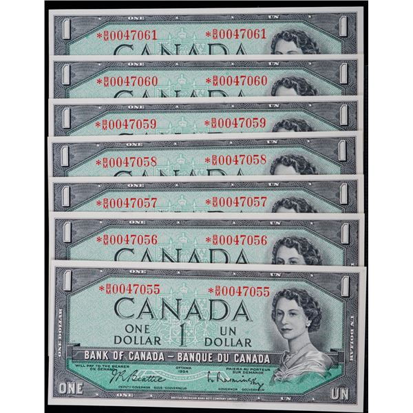 1954 $1 BC-37bA-i #*B/M0047055-7060  Lot of 7 consecutive notes Choice Unc to Gem Unc.
