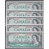 Image 1 : 1954 $1 BC-37b-i #E/P8624365-4369.  5 Consecutive notes in Gem Uncirculated or better.