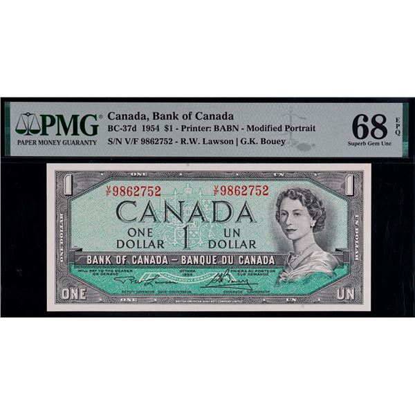 1954 $1 BC-37d #V/F9862752 PMG Superb Gem Uncirculated-68EPQ