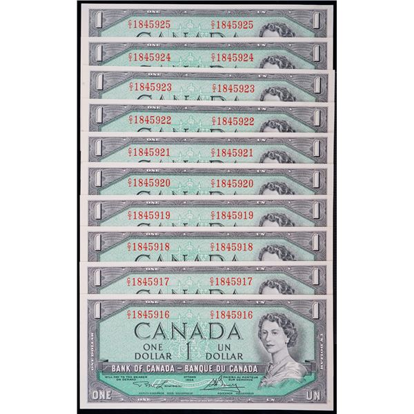 1954 $1 BC-37d #C/I1845916-5925.  10 Consecutive notes in Gem Uncirculated or better.