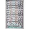 Image 1 : 1954 $1 BC-37d #D/I9466071-6080.  10 Consecutive notes in Gem Uncirculated or better.