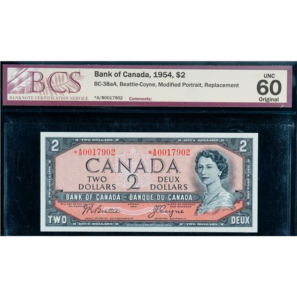 1954 $2 BC-38aA #*A/B0017902 BCS Uncirculated-60 original