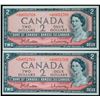 Image 1 : 1954 $2 BC-38bA #*A/B0051768-1769  Lot of 2 consecutive notes Choice Unc.