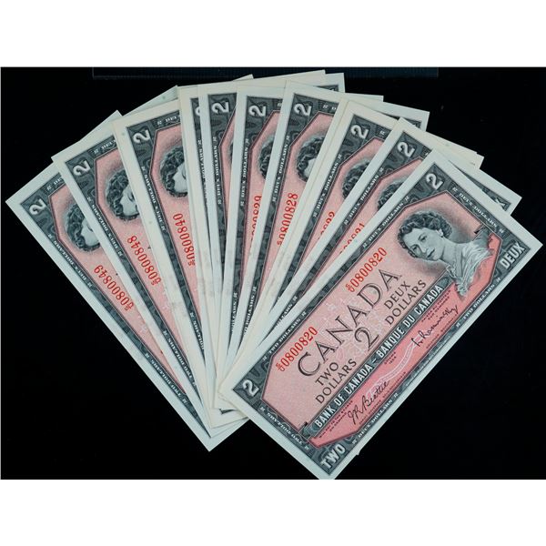1954 $2 BC-38b #SU0800820-SU0800849.  30 Consecutive notes in Uncirculated or better.