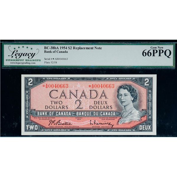 1954 $2 BC-38bA #*AB0040663, Legacy Superb Gem Uncirculated-66PPQ.