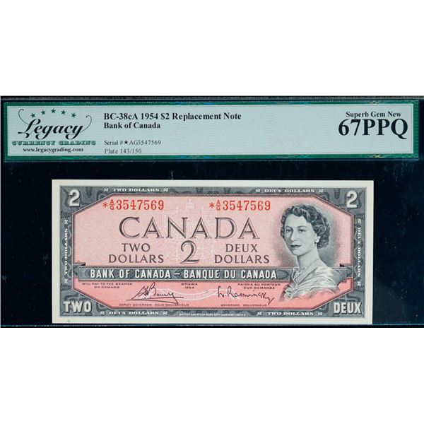 1954 $2 BC-38cA #*AG3547569, Legacy Superb Gem Uncirculated-67PPQ.