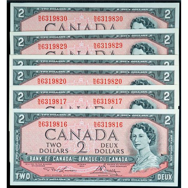 1954 $2 BC-38d #NGood-6319816-NGood-6319830.  15 Consecutive notes in Uncirculated or better.