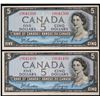 Image 1 : 1954 $5 BC-39a-i #V/C9641499-1500  Lot of 2 consecutive notes Choice Unc to Gem Unc.