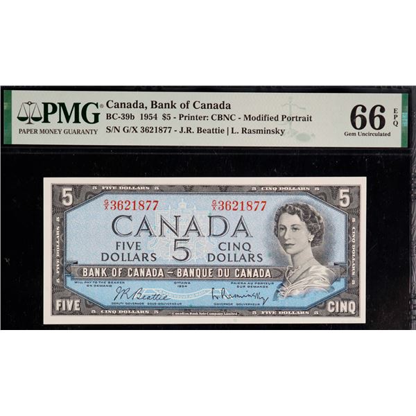 1954 $5 BC-39b #GX3621877, PMG Superb Gem Uncirculated-66EPQ.