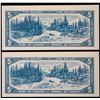 Image 2 : 1954 $5 BC-39b #D/X8842109-110  Lot of 2 consecutive notes EF-AU.