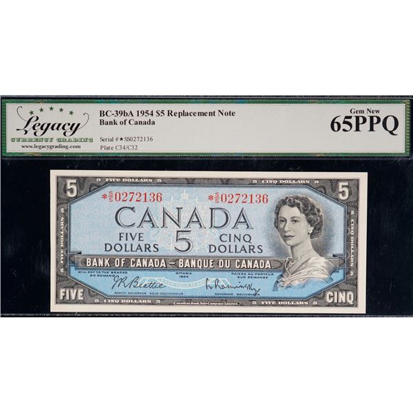1954 $5 BC-39bA #*SS0272136, Legacy Gem Uncirculated-65PPQ.