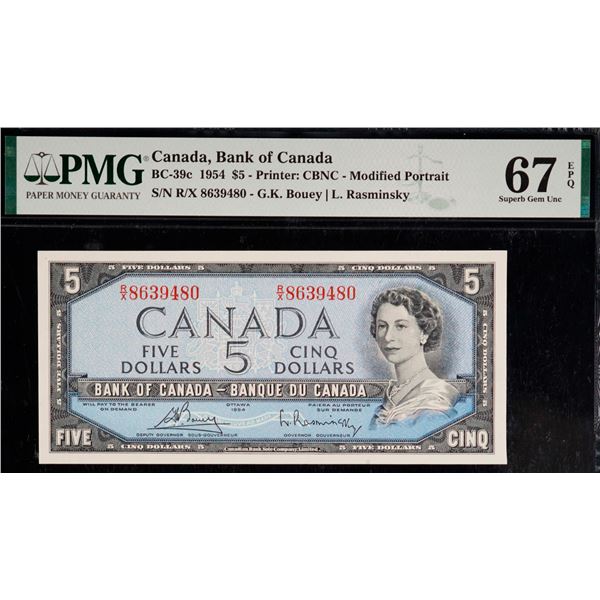1954 $5 BC-39c #RX8639480, PMG Superb Superb Gem Uncirculated-67PPQ.