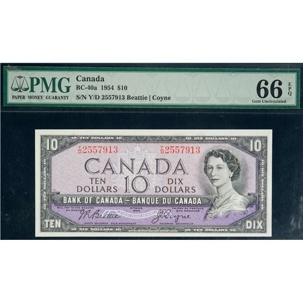 1954 $10 BC-40a #YD2557913, PMG Superb Gem Uncirculated-66EPQ.