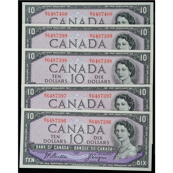 1954 $10 BC-40a #B/T6487396-7400 Lot of 5 consecutive notes Gem Uncirculated or better.