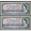 Image 1 : 1954 $10 BC-40b #B/V4260953--0954  Lot of 2 consecutive notes Choice to Gem Uncirculated.