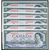 Image 1 : 1954 $10 BC-40b #L/V0360834-0839  Lot of 6 consecutive notes Uncirculated or better.