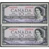 Image 1 : 1954 $10 BC-40b #O/T0075804-5805  Lot of 2 consecutive notes Choice to Gem Uncirculated.