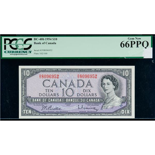 1954 $10 BC-40b #O/V8096952 PCGS Superb Gem Uncirculated-66PPQ