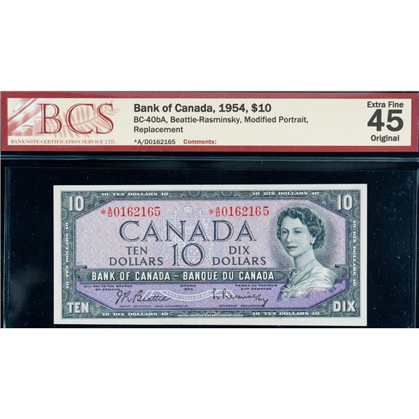 1954 $10 BC-40bA #*A/D0162165 BCS Choice Extra Fine-45 Original