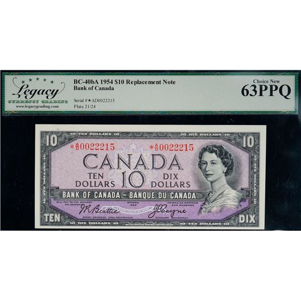 1954 $10 BC-40bA #*AD0022215, Legacy CH Choice Uncirculated-63PPQ.