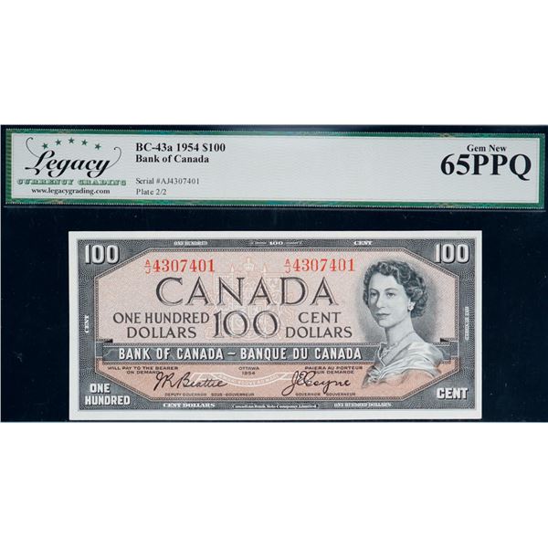 1954 $100 BC-43a #AJ4307401, Legacy Gem Uncirculated-65PPQ.