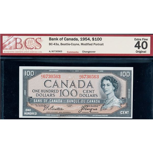 1954 $100 BC-43a #A/J6730563 BCS Extra Fine-40 Original