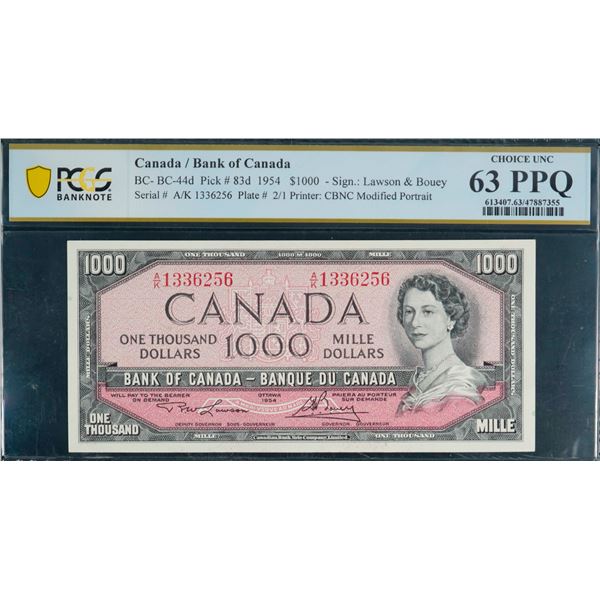 1954 $1000 BC-44d #AK1336256, PCGS Choice Uncirculated-63PPQ.