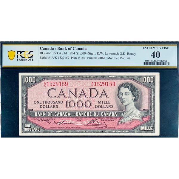 1954 $1000 BC-44d #A/K1529159 PCGS Extra Fine-40