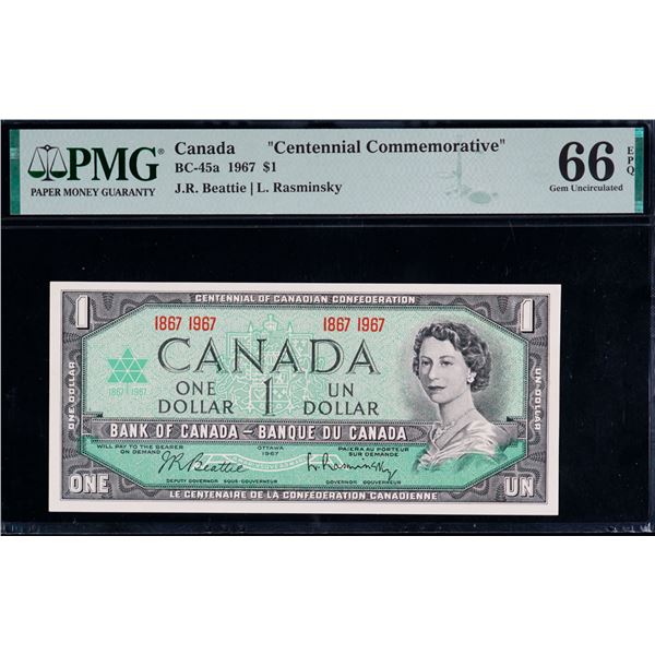 1967 $1 BC-45a No S/N PMG Superb Gem Uncirculated-66EPQ