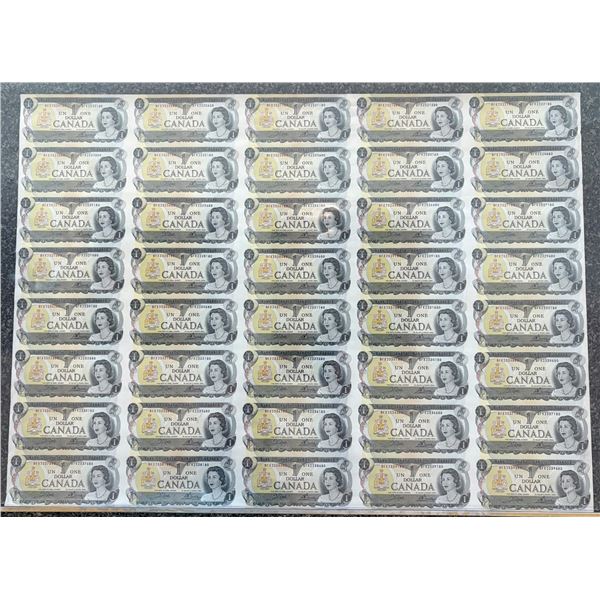 1973 $1 BC-46b Original Roll of 40 Uncut notes CBN Sheet Regular.  Serial #ECP series.  5 X 8 Format