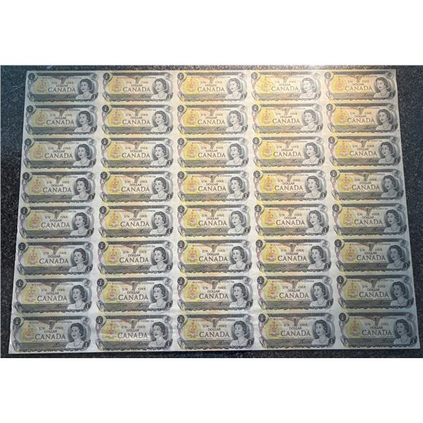 1973 $1 BC-46b Original Roll of 40 Uncut notes BABN  Sheet Regular.  Serial #BFK series.  4 X 10 For