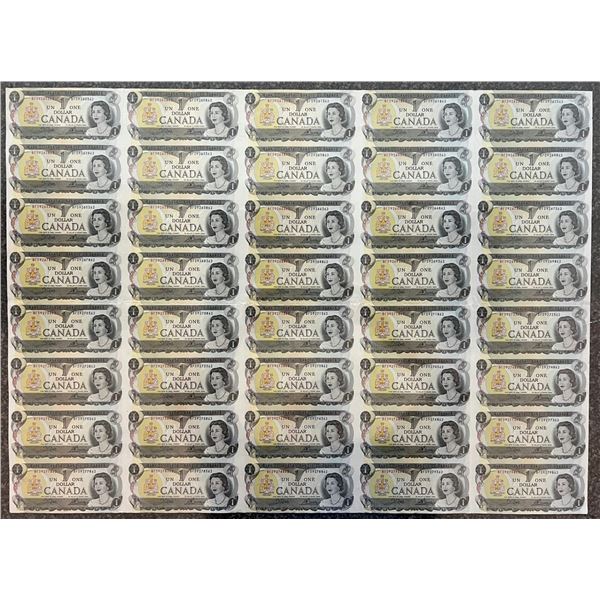 1973 $1 BC-46b Original Roll of 40 Uncut notes BABN  Sheet Regular.  Serial #BFK series.  Note,  she