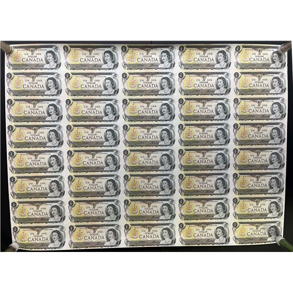 1973 $1 BC-46b Original Roll of 40 Uncut notes BABN  Sheet Regular.  Serial #BFK series.  4 X 10 For