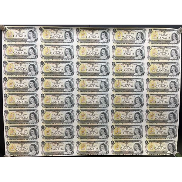 1973 $1 BC-46b Original Roll of 40 Uncut notes BABN  Sheet Regular.  Serial #BFK series.  4 X 10 For