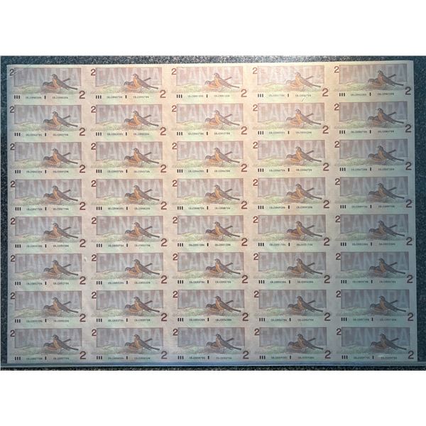 1986 $2 BC-55b Original Roll of 40 Uncut notes 5 X 8 Format.  Serial #CBJ series.